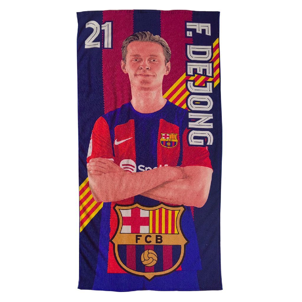 Plážová osuška FCB Barcelona Frenkie 100x180 cm modrá/červená