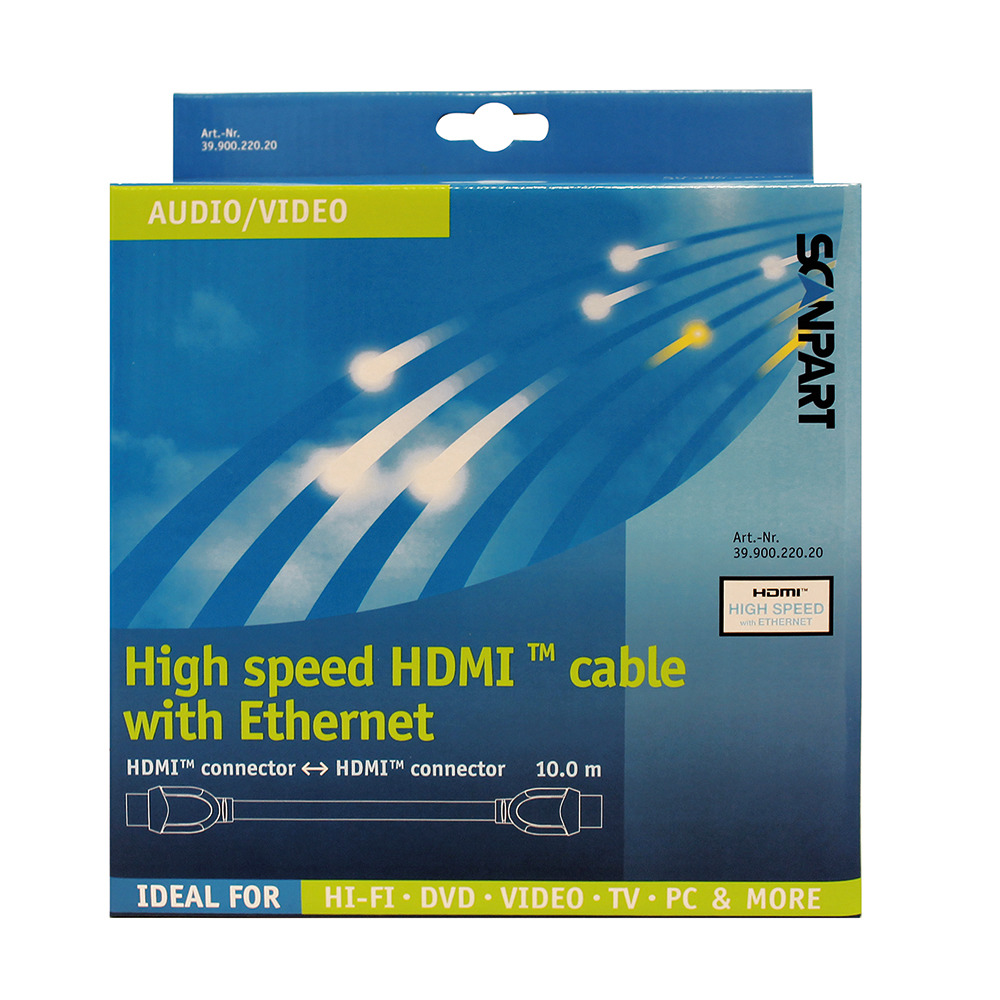 Vysokorýchlostný HDMI kábel Scanpart a Ethernet 10 m