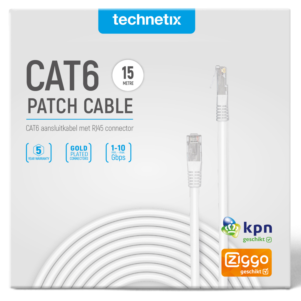 Prepojovací kábel Technetix Cat6 15m