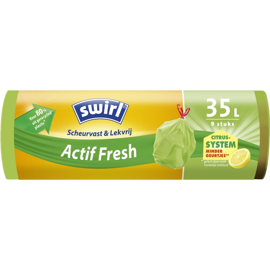 Vrecia na odpadky Swirl Actif Fresh s citrónovou vôňou 35 l, 9 kusov