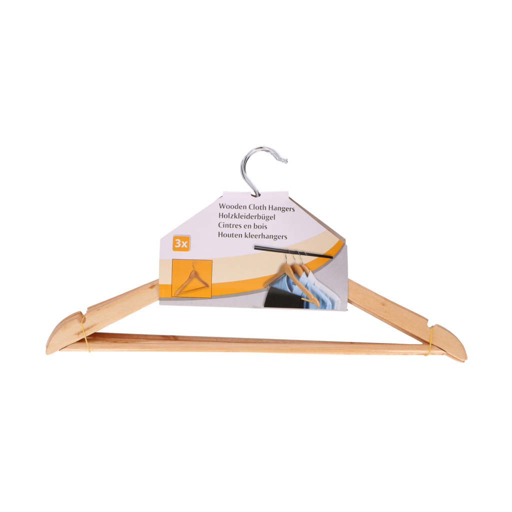 Drevené vešiaky na oblečenie Tom, 3 kusy