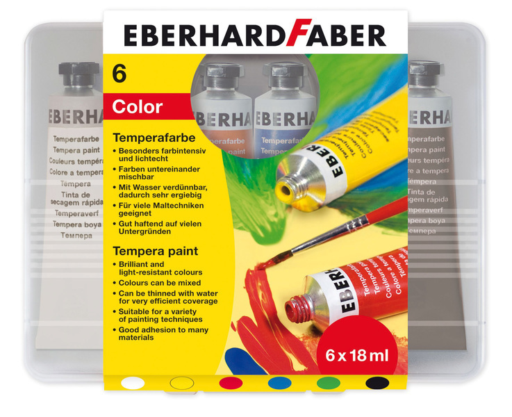 Eberhard Faber EF-575505 Farba na plagáty 6 farieb tuba 18 ml