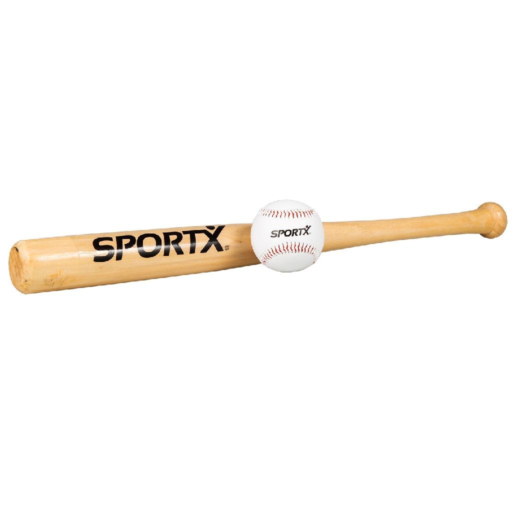 Drevená baseballová pálka SportX + loptička