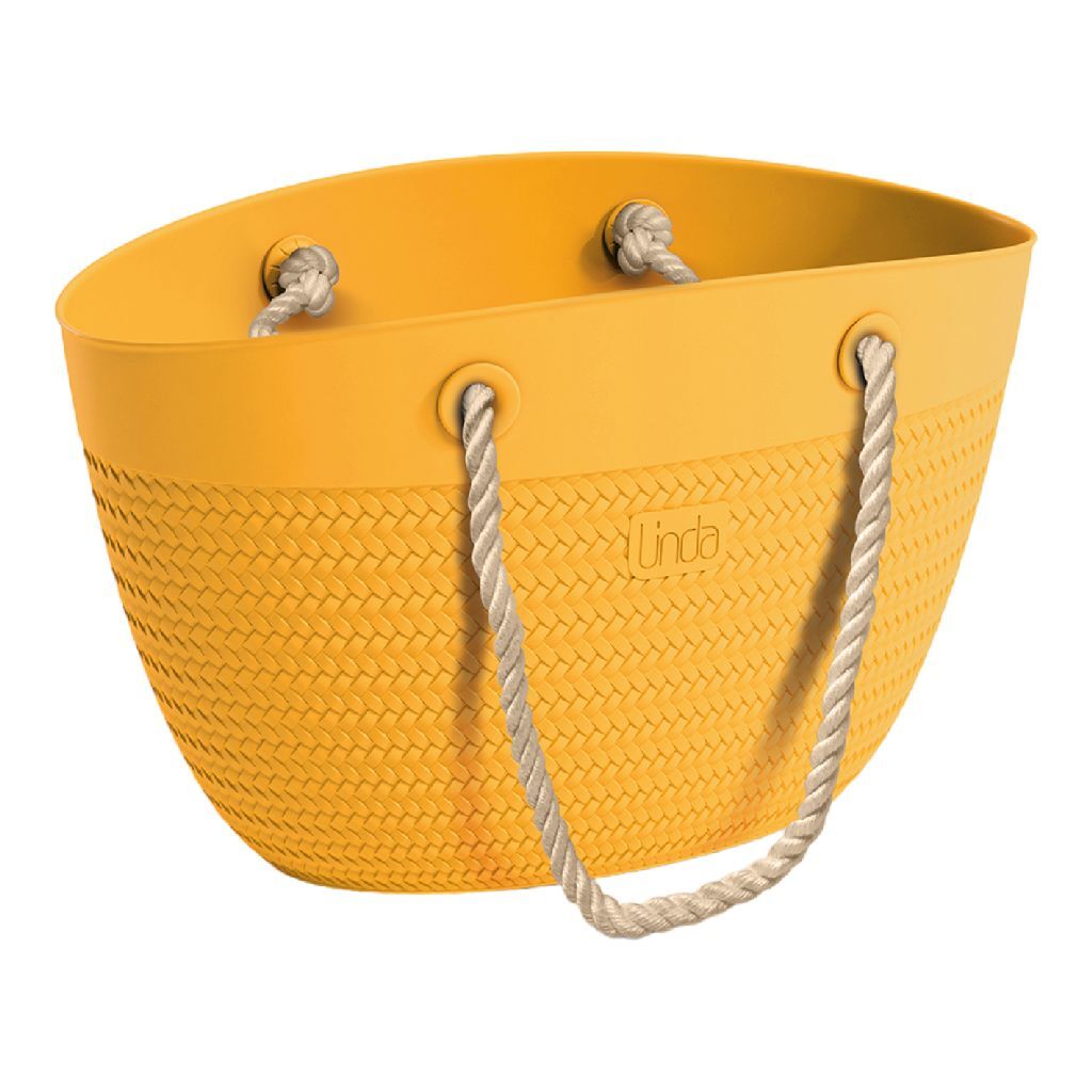 Taška Linda Sea s lanovými rúčkami 50x41 cm žltá