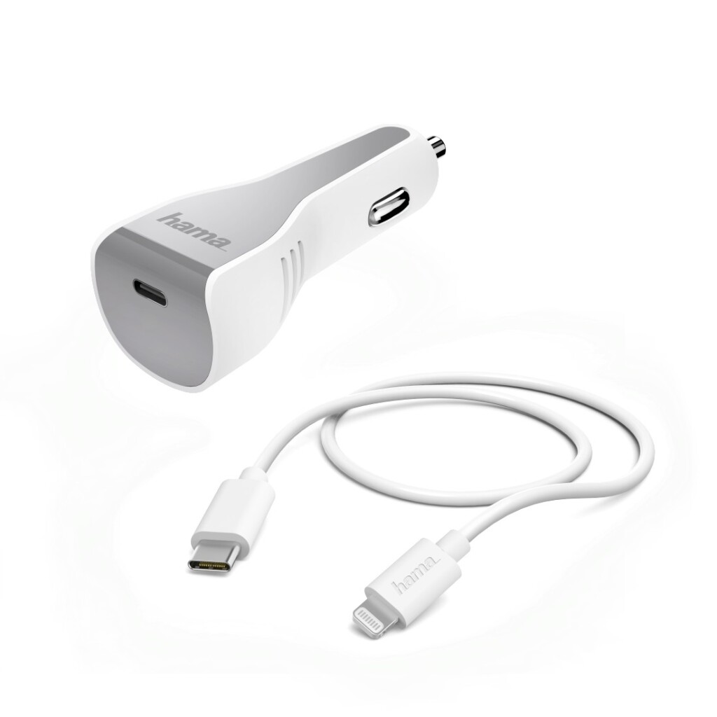 Hama nabíjacia sada do auta Lightning Power Delivery (PD) 30W biela