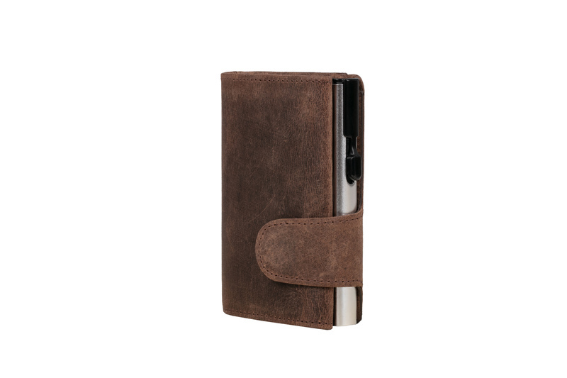 Juscha JU-962305 Puzdro na karty Clicksafe RFID Hunting Leather BR/ZI 8 kariet s priehradkou na mince
