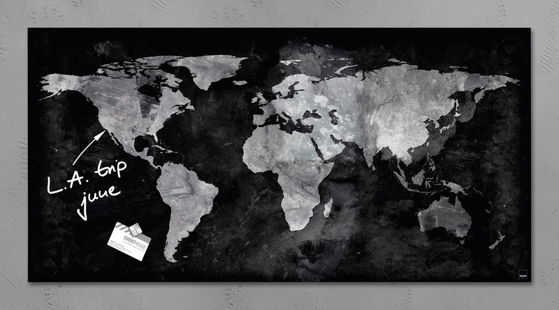 Sigel SI-GL270 Sklenená magnetická tabuľa Artverum 910x460x15mm Mapa sveta