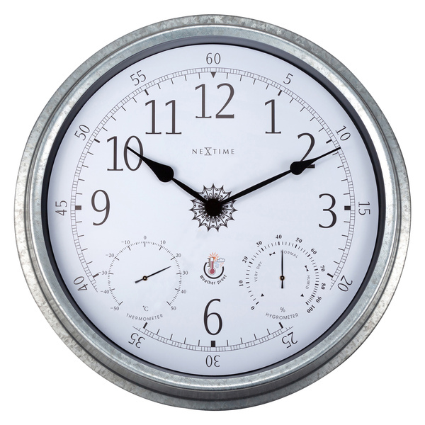 NeXtime NE-4304GA Vonkajšia meteorologická stanica s hodinami 40 cm, pozinkovaný kov, tulipán