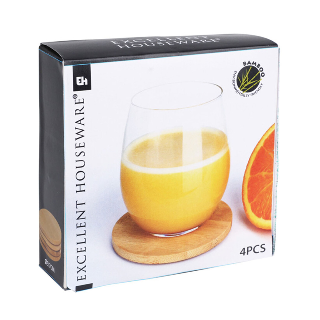 Vynikajúce bambusové podložky pod poháre, 4 kusy