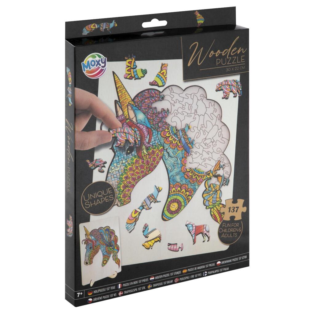 Drevené puzzle Moxy Jednorožec 137 dielikov