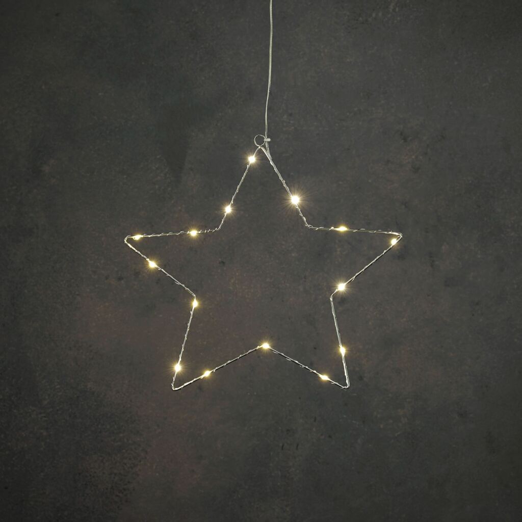 LED hviezda 34 cm 15 LED diód teplé biele svetlo strieborné