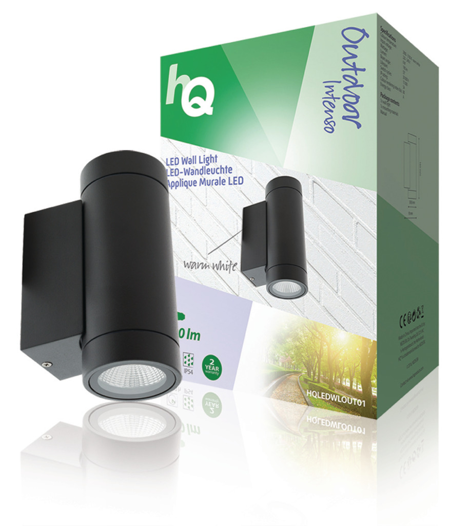 HQ HQLEDWLOUT01 LED Vonkajšia Nástenná Lampa 6 W 190 Lm Čierna