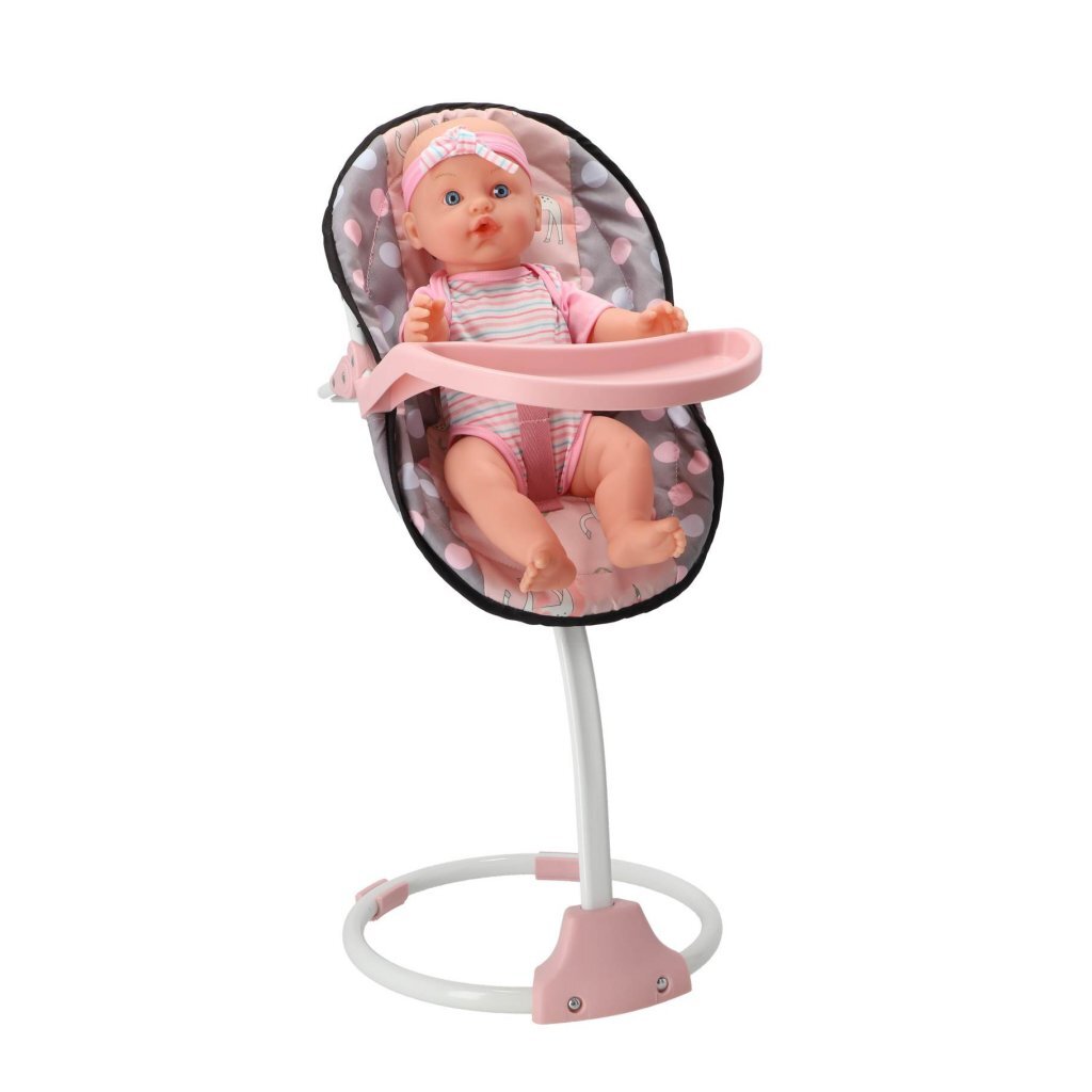 Stolička pre bábiky 3 v 1 42x40x40 cm sivá/ružová