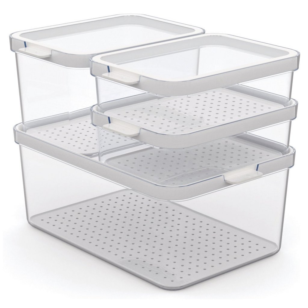 Rotho Cauma Sada organizérov do chladničky 4,65 l + 2,15 l + 2x 1,2 l priehľadná