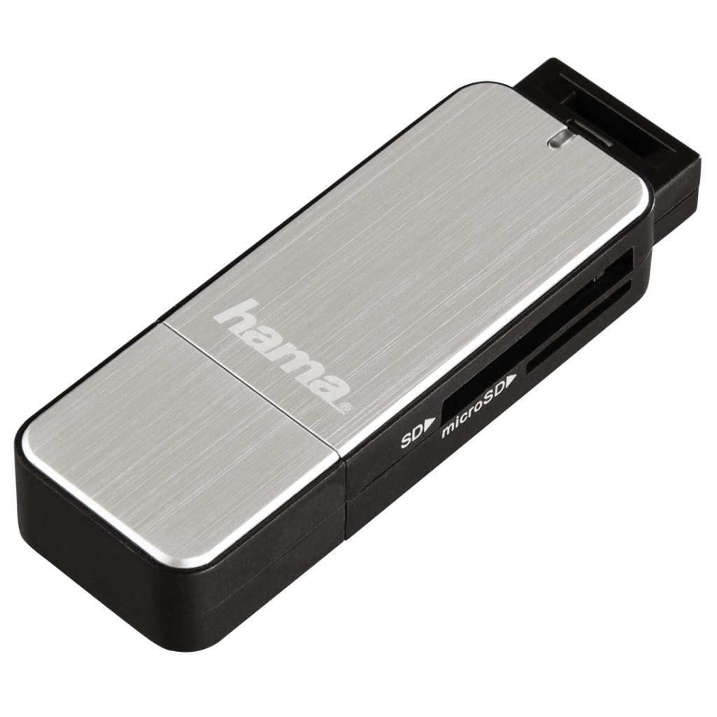 Čítačka kariet Hama USB 3.0 SD/Micro SD, strieborná