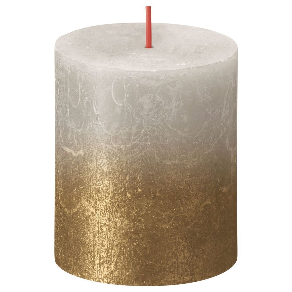 Sviečka Bolsius Stĺp Západ slnka 8x6,8 cm Zlatá/Sivá