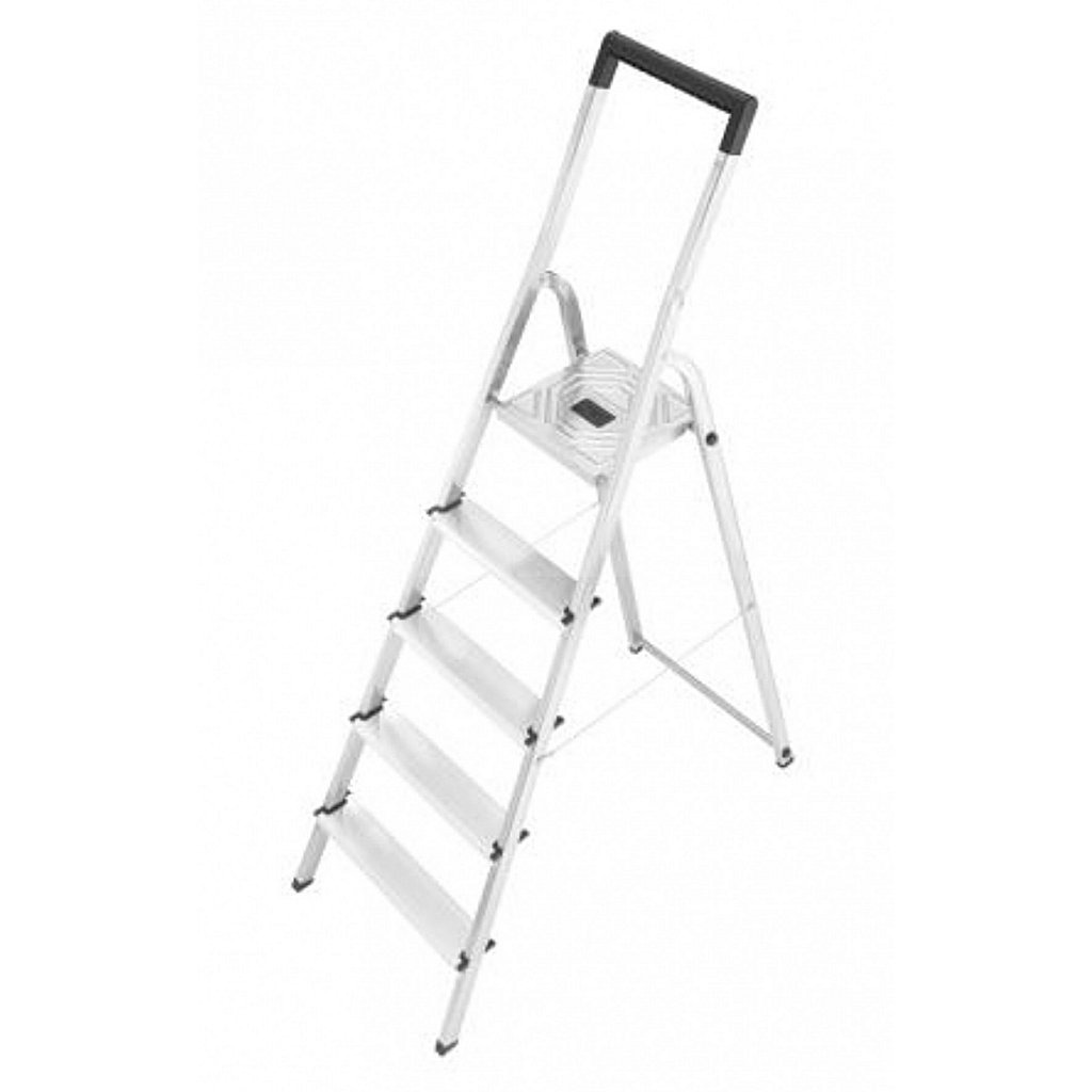 Hliníkový rebrík Hailo L40 do domácnosti / rebrík pre domácich majstrov, 5 schodov