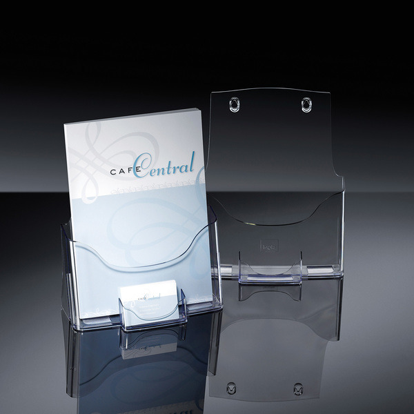 Stojan na brožúry Sigel SI-LH111, stolový, model A4, priehľadný akrylový, s držiakom na vizitky