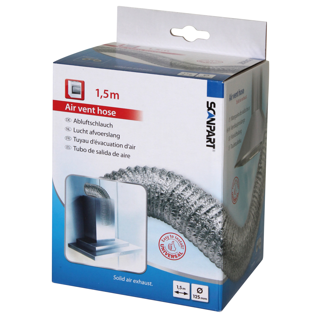 Hadica na odvod vzduchu Scanpart, hliníková, 1,5 m, 125 mm