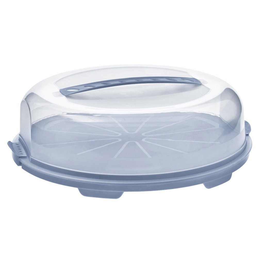 Krabica na čerstvé koláče Rotho 34,5x35,5x11,6 cm, horizontálna modrá/priehľadná