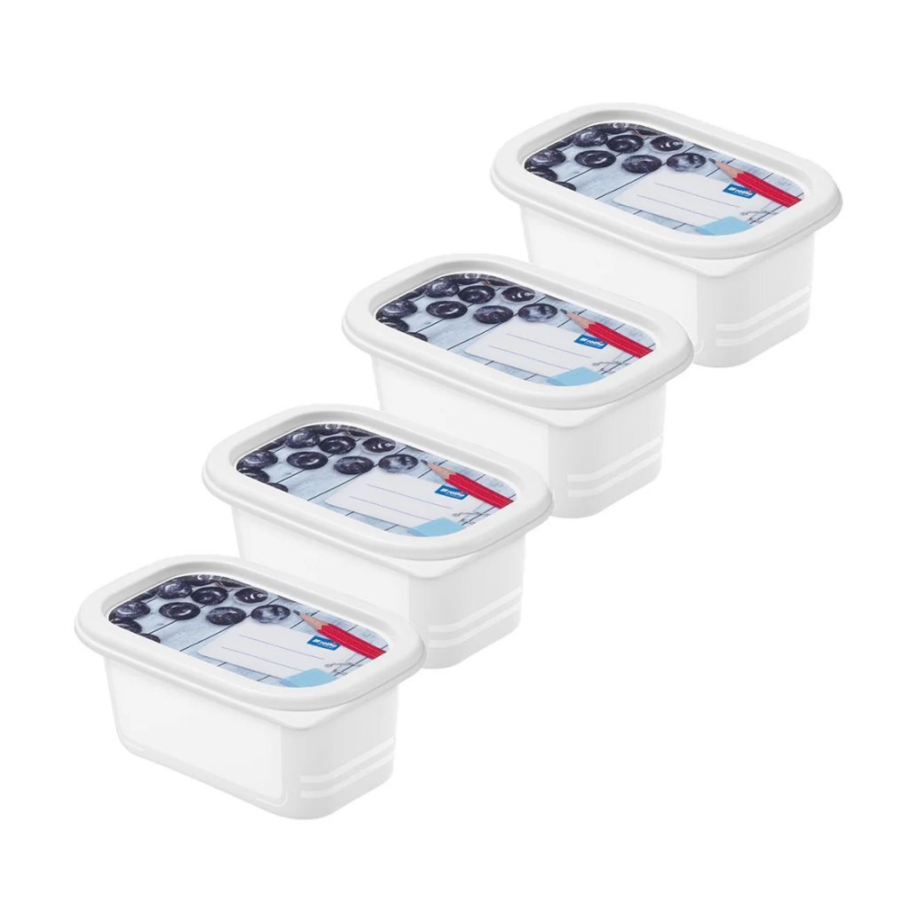 Mraziace boxy Rotho Domino, etikety, dekorácie 4x0,2 l, biele