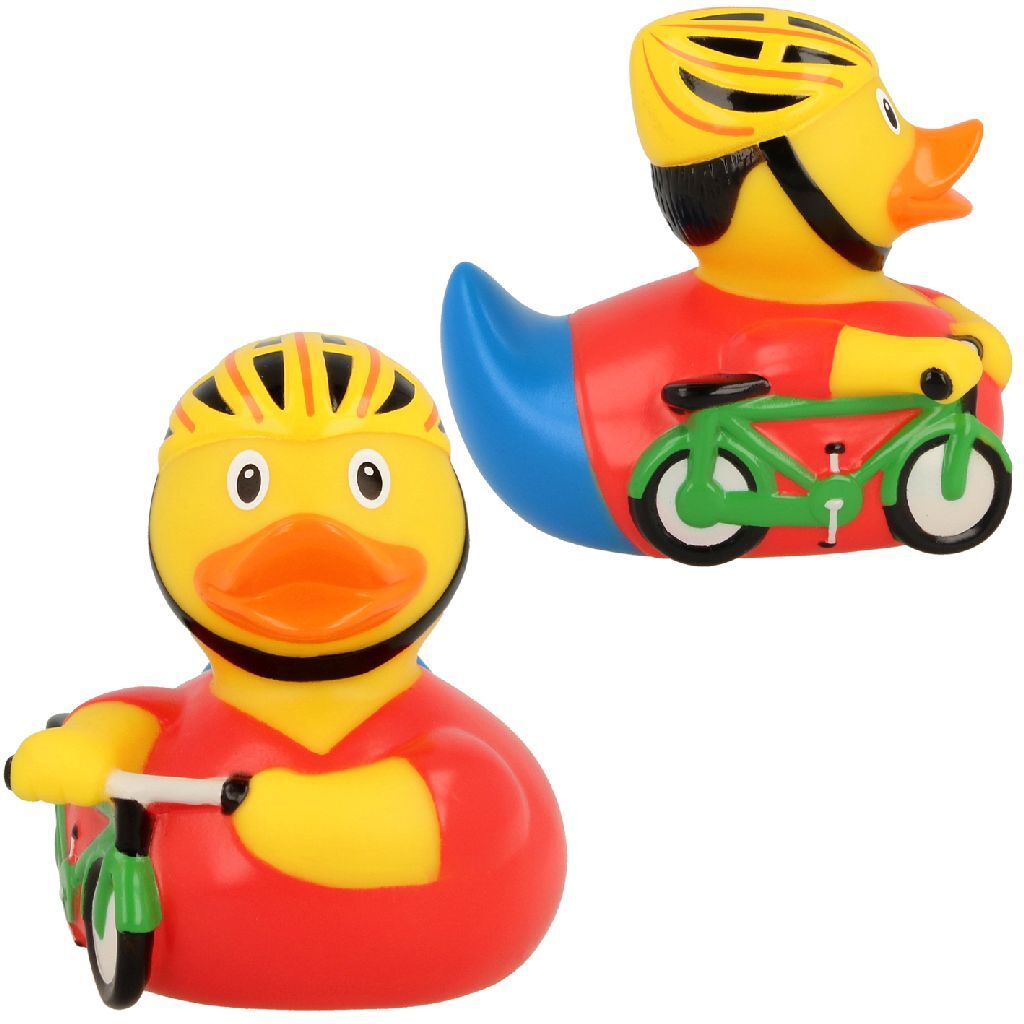 Gumová kačička Lilalu na bicykli