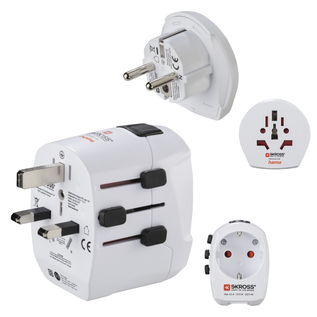 Hama World Travel Adapter Set, World Travel Pro Light, USB 3-pin, 2x USB