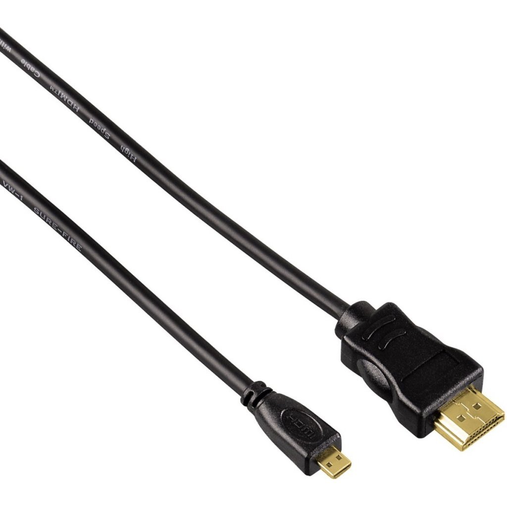 Hama vysokorýchlostný micro HDMI na HDMI kábel pozlátený 2 m čierny