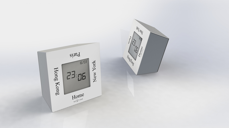 NeXtime NE-5190WI Budík 7,4x4x7,4 cm Kov, Biely, 'Turn4Time'