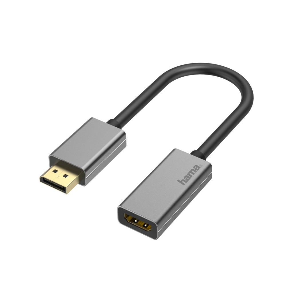 Hama video adaptér DisplayPort zástrčka - HDMI pripojenie Ultra-HD 4K@60Hz hliník