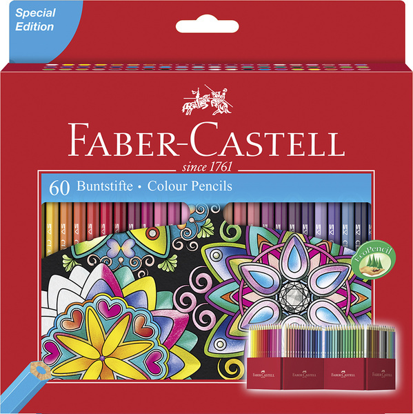 Farebné ceruzky Faber-Castell FC-111260, šesťhranné, kartónové puzdro, 60 kusov
