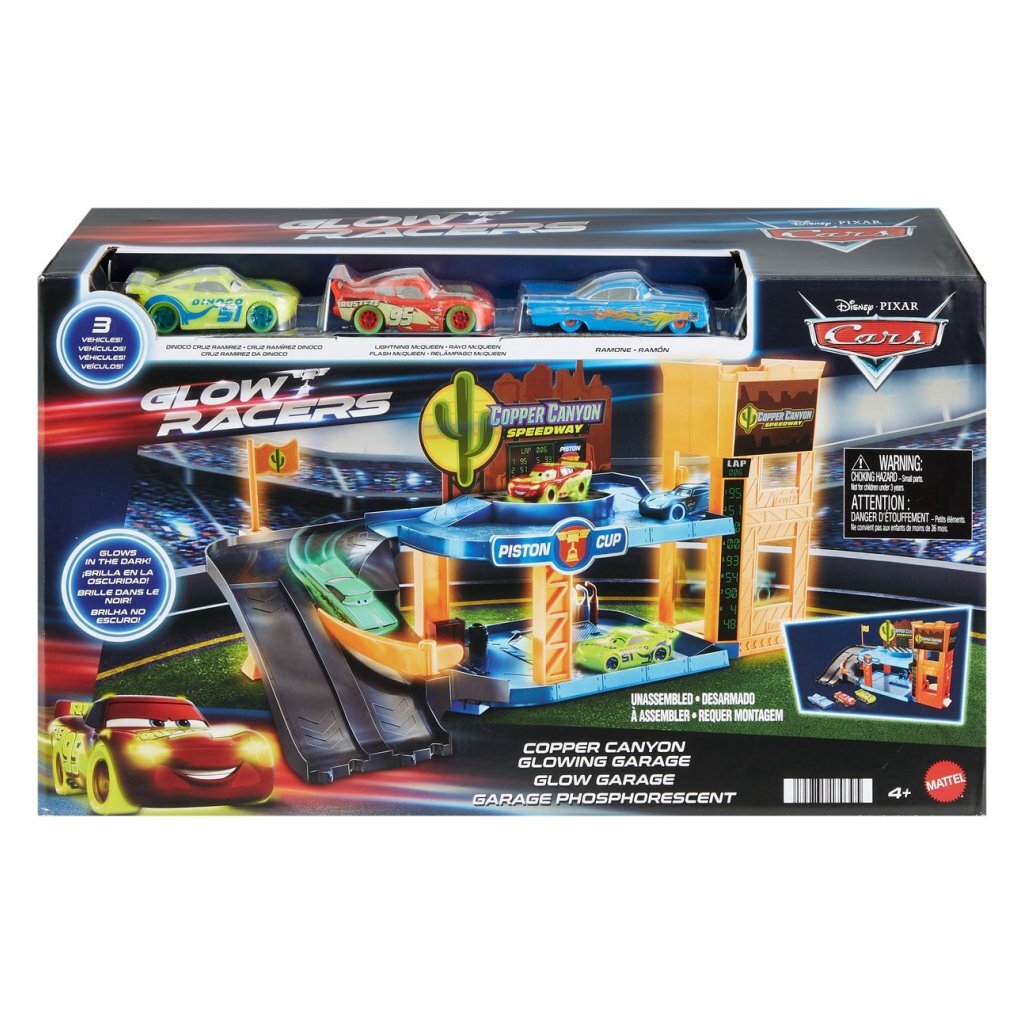 Disney Cars Garage Glow Racers + 3 autá