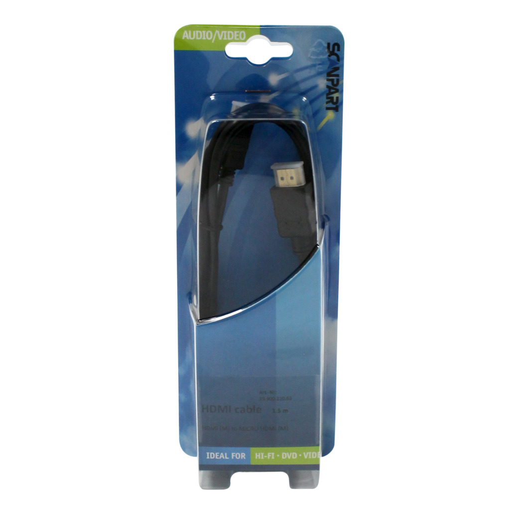 Kábel Scanpart Micro HDMI na HDMI 4K 1,5 m čierny