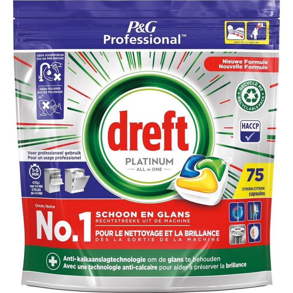 Dreft Professional Platinum kapsuly do umývačky riadu Citrón 75 kusov