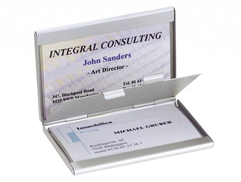 Puzdro na vizitky Sigel SI-VZ136, dvojité strieborné, 2 priehradky