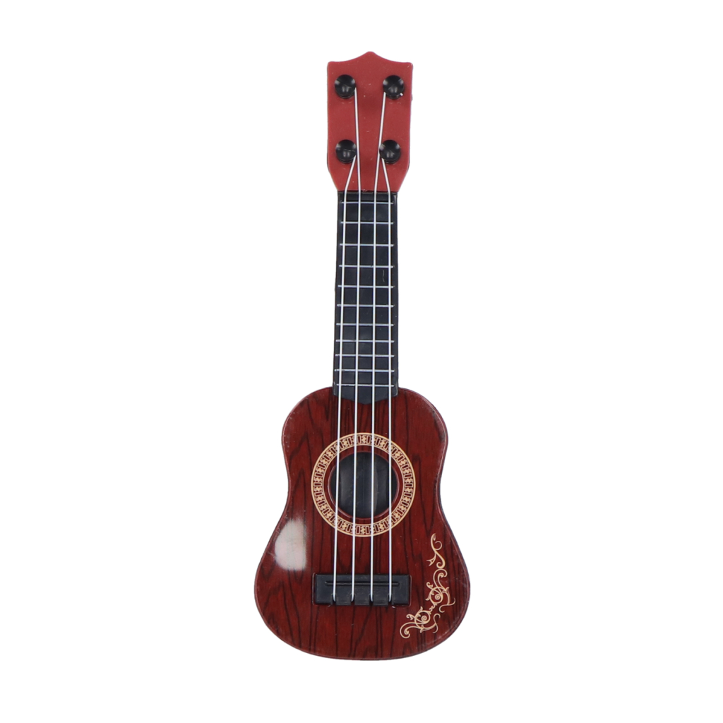 Mini gitara 26 cm, drevený vzhľad/hnedá