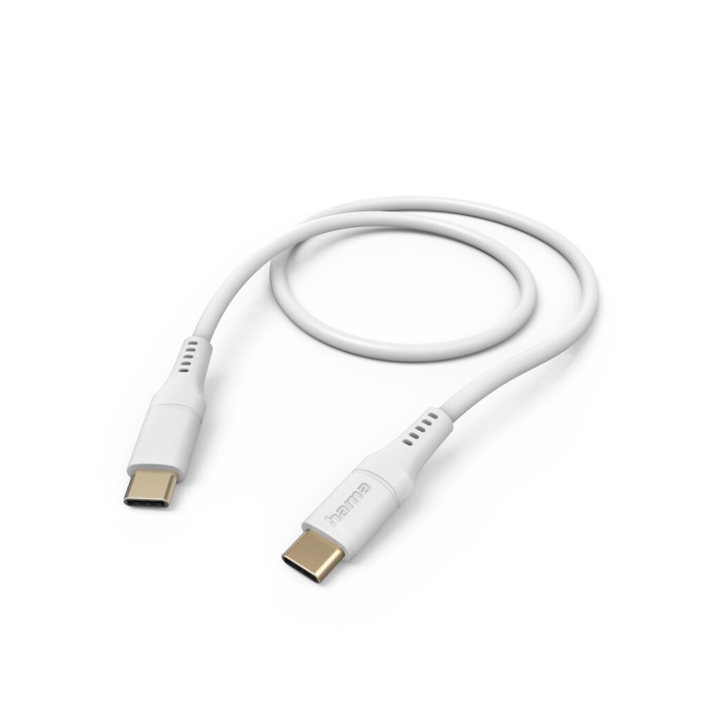 Nabíjací kábel Hama Flexibilný USB-C - USB-C 1,5 m Silikónový biely