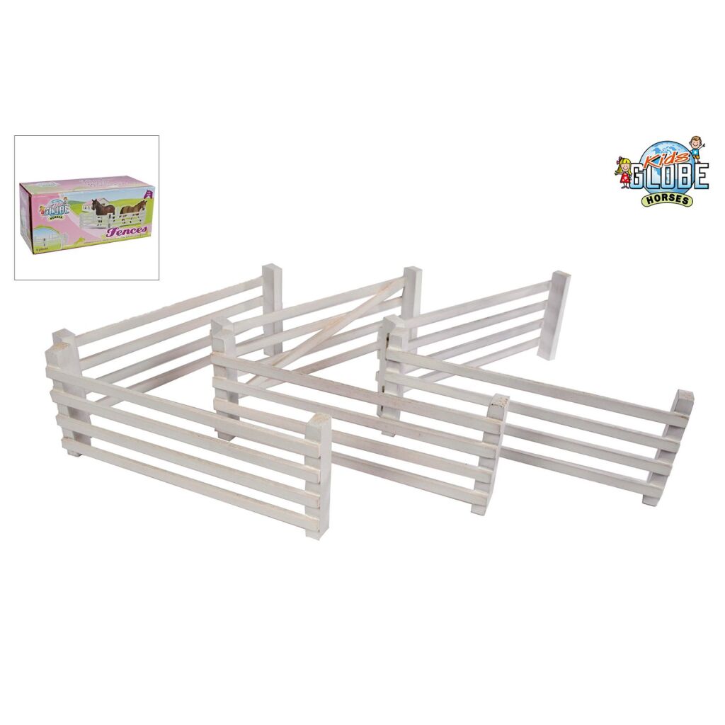 Drevené ploty Detské guľové kone, 6 kusov, biele