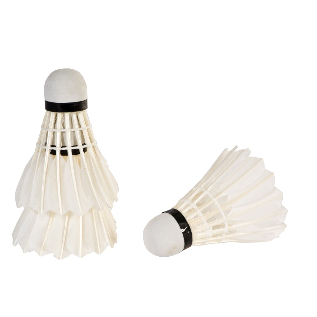 Badmintonové košíky SportX s pierkami, 3 kusy, biele