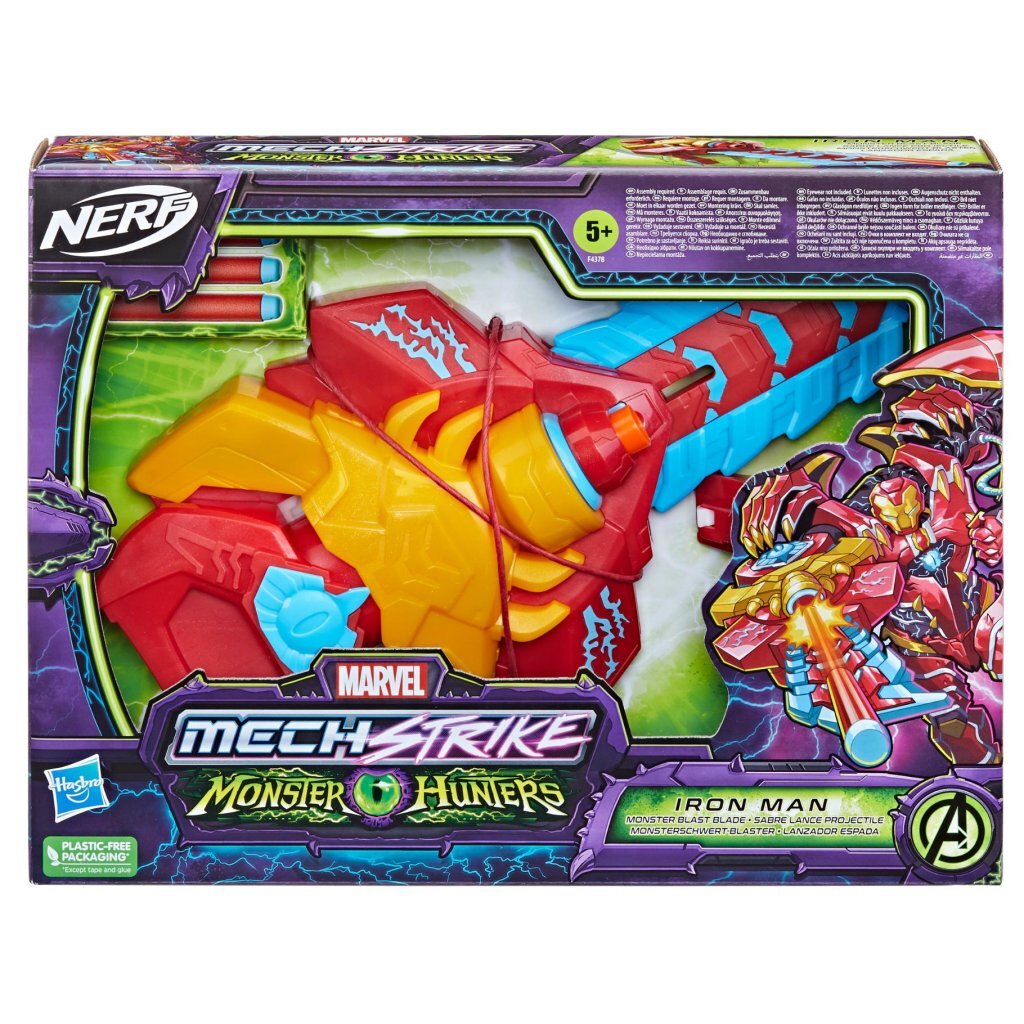 Nerf Marvel Mech Strike Monster Hunters Iron Man + 3 šípky
