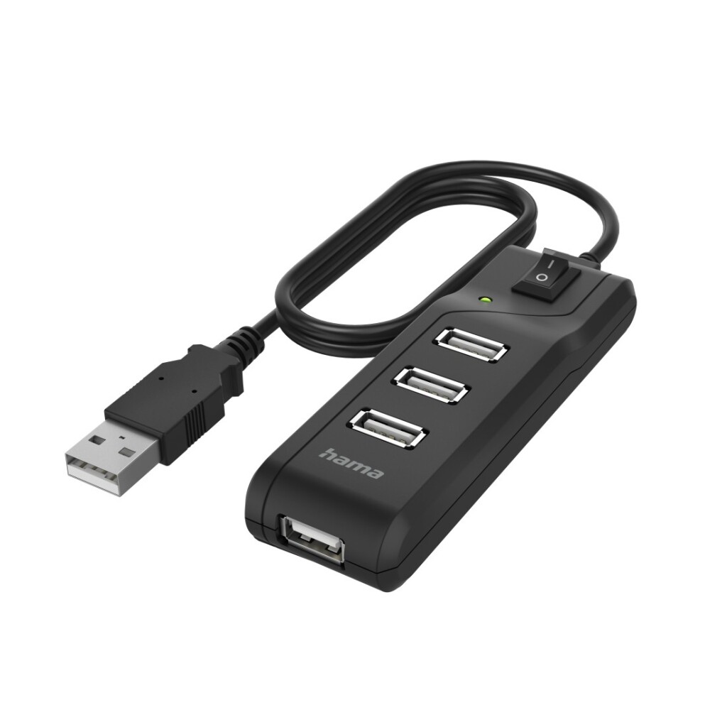 Hama USB hub 4-portový USB 2.0 480 Mbit/s vypínač