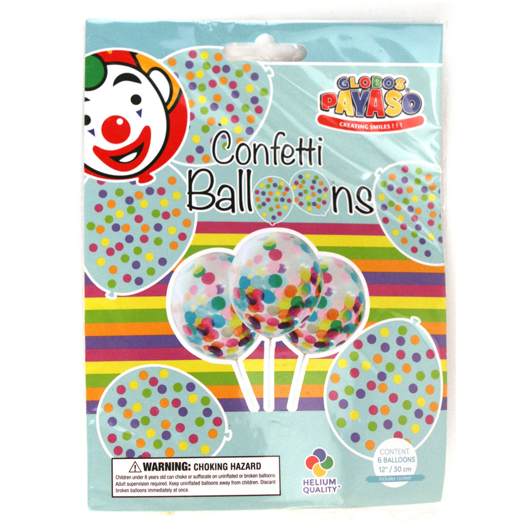 Globos Payaso Confetti Balloons 6 kusov