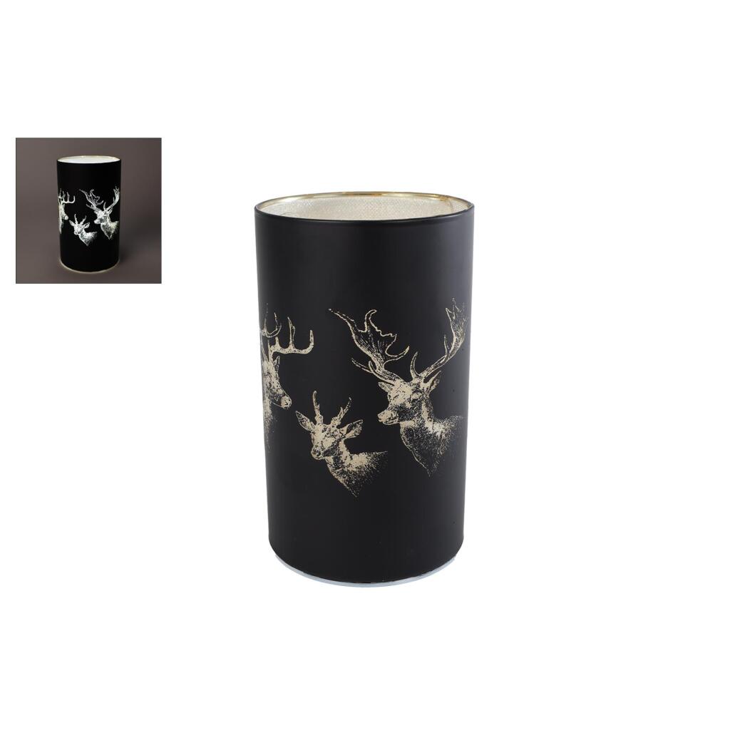 LED náladové osvetlenie Jeleň 9x15 cm matná čierna/sklo