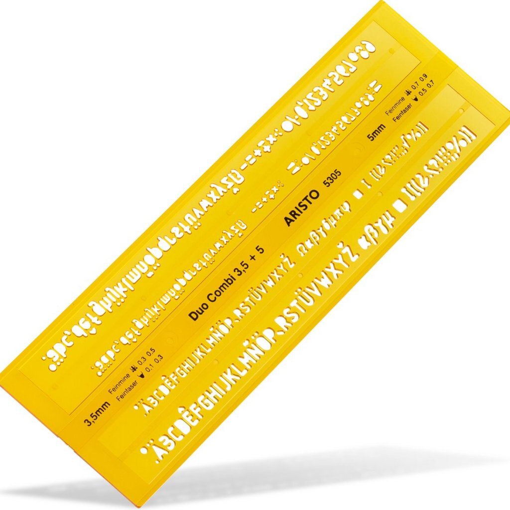 Šablóna písmen Aristo AR-5305 Duo Combi 3,5/5 mm rovná žltá/priehľadná