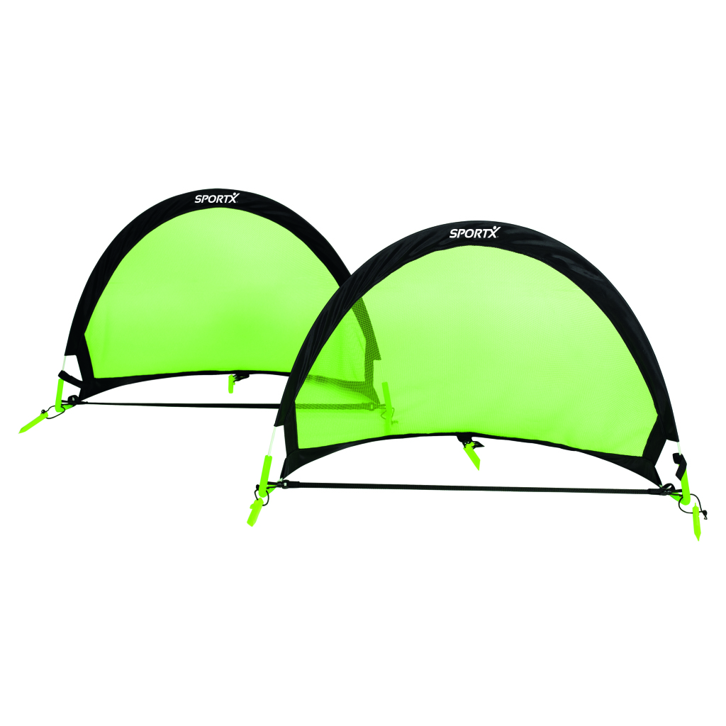 Skladacie futbalové bránky SportX 90x60x60 cm, 2 kusy, čierne/zelené