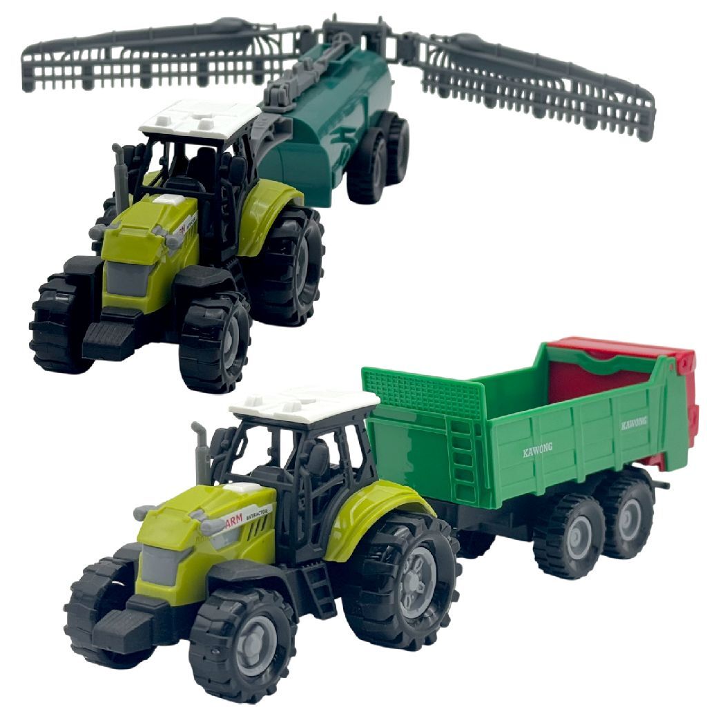 Holandský poľnohospodársky traktor s prívesom 1:48 + sada svetiel a zvukov