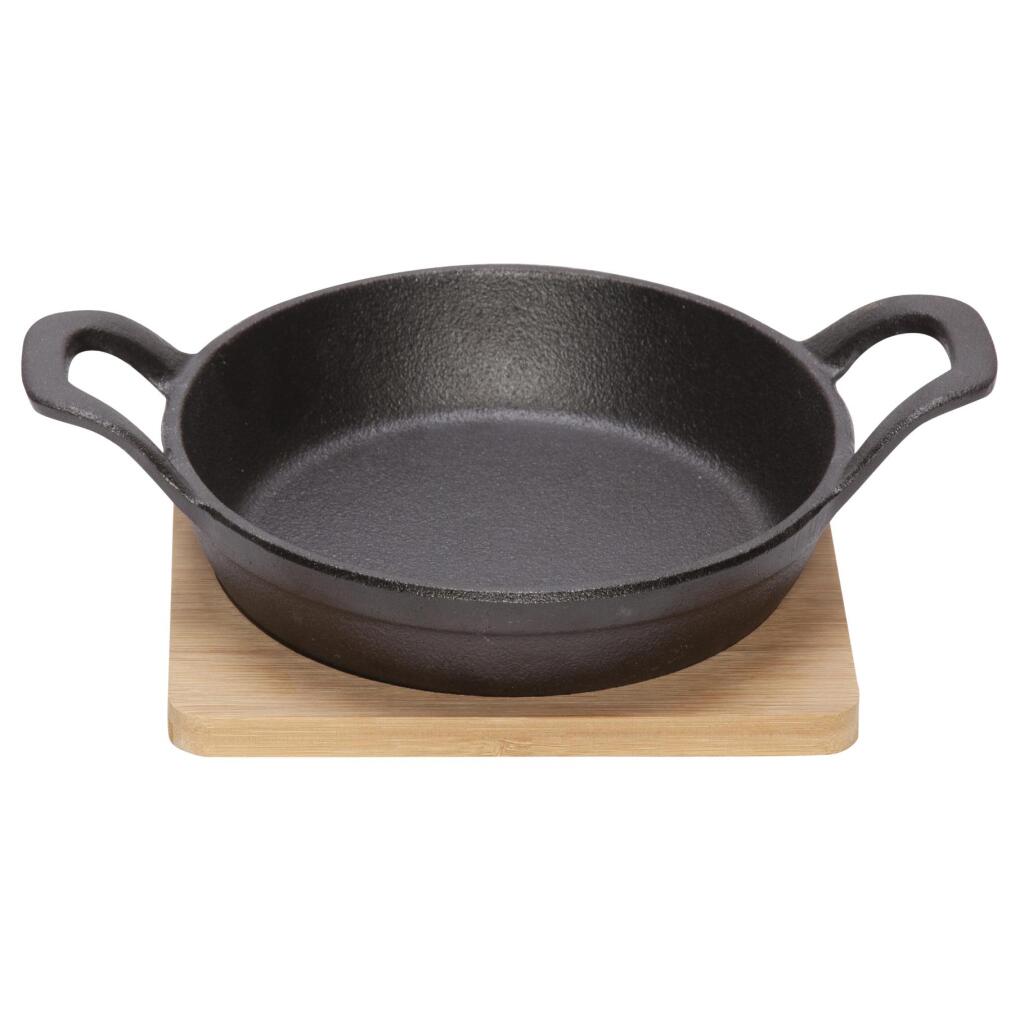 Liatinová gratinovaná misa 16 cm + bambusová podložka čierna