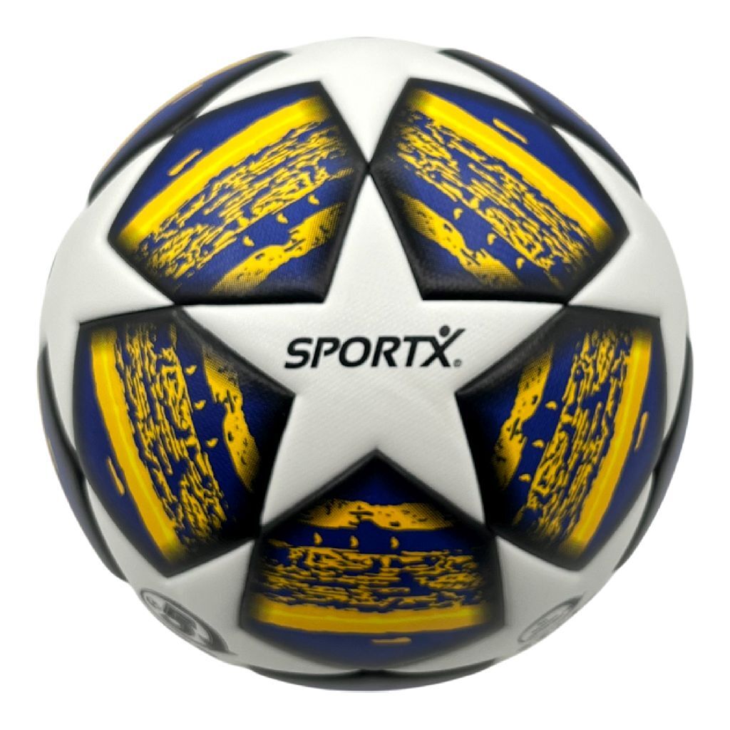 SportX Football Premium 400-430 g Biela/Modrá/Žltá