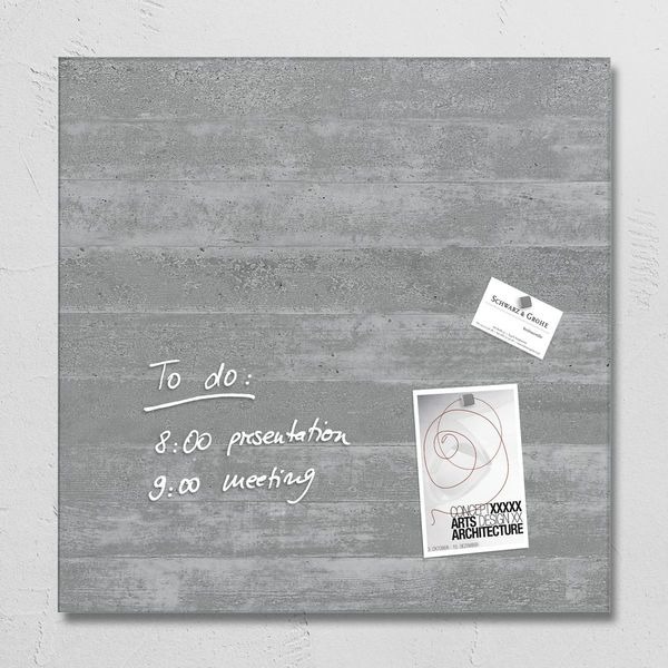 Sigel SI-GL168 Sklenená magnetická tabuľa Artverum 480x480x15mm Betónový dizajn