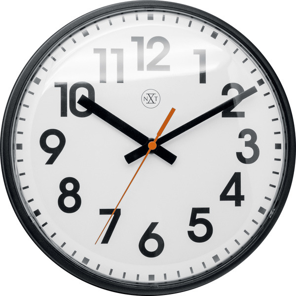 Nástenné hodiny NeXtime NX-7308ZW, priemer 26 cm, plast, čierna, biely ciferník